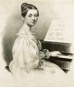 Clara Wieck im Alter von 15 Jahren, Litografie von Julius Giere (1835)